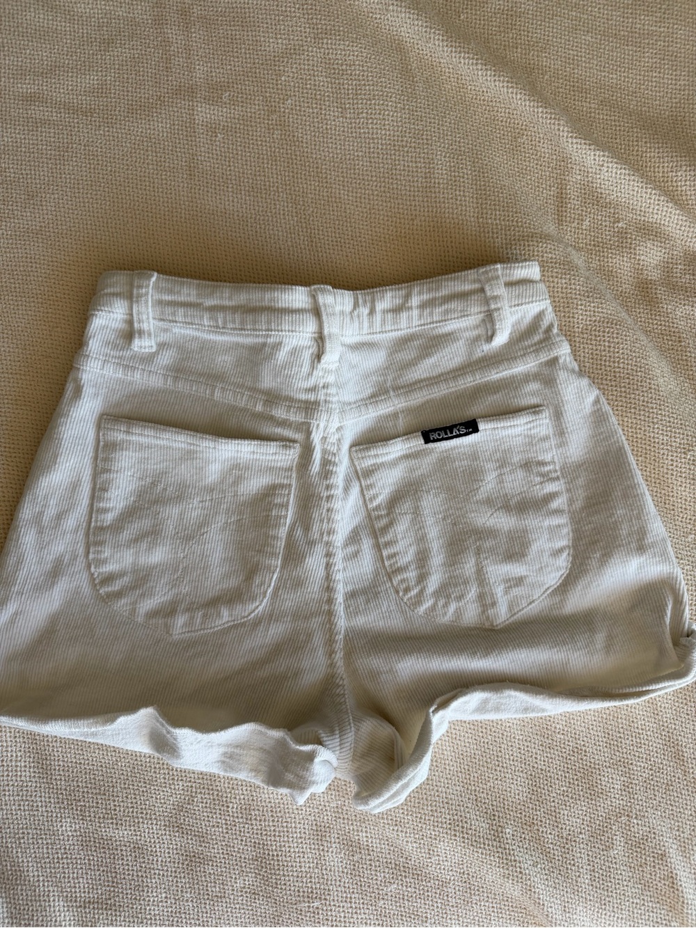 Rolla’s Womans White Rolled-Hem Corduroy Denim Shorts - Picture 2 of 6
